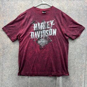Harley Davidson Shirt Men XL Red Wine Motorcycle Biker Spell Out 2018 New